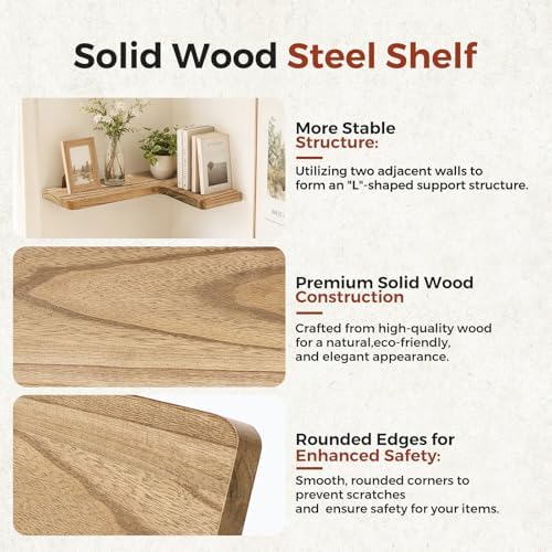 Solid Wood Corner Floating Shelves - Image 3
