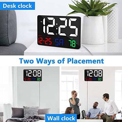 Digital Wall Clock, 11.5" LED Digital Alarm Clock Large Display, - Image 3
