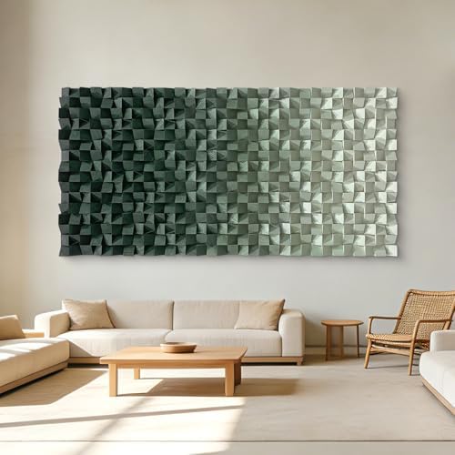 LIUZEYUE Green Textured Wood Wall Art, Evergreen Ombre Relief, Wooden Decor - Image 6