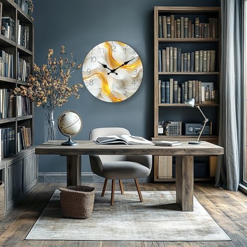 Modern Marble Texture Wooden Wall Clock - Image 4