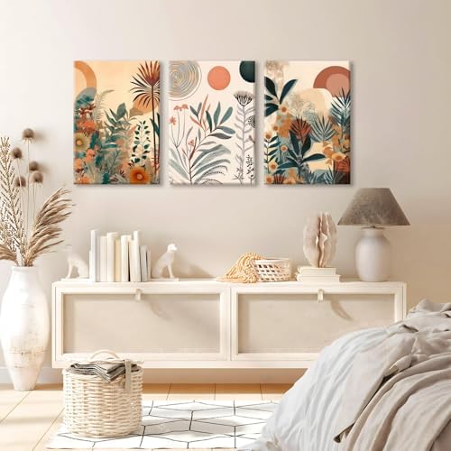 LYPHNX Framed Boho Burnt Orange Botanical Floral Canvas Wall Art Abstract - Image 4