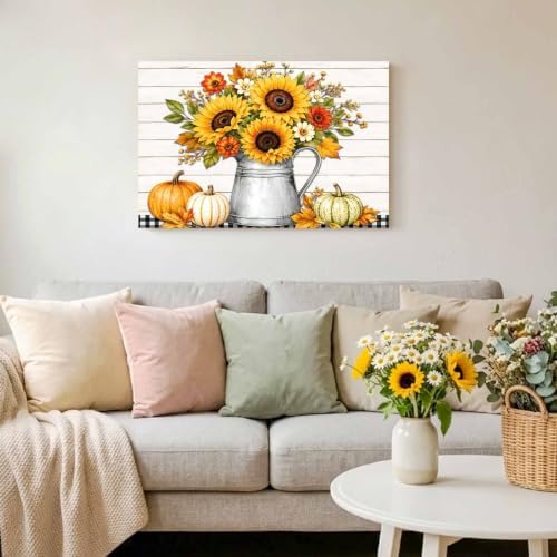 Thanksgiving Sunflower Canvas Wall Art, Made in USA, Fall Flower Pumpkin Maple - Image 5