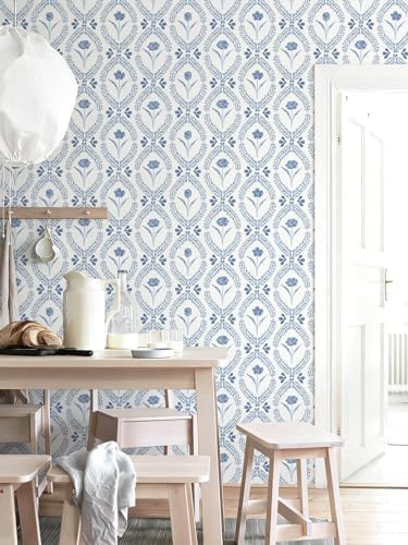 Orainege Floral Peel and Stick Wallpaper Blue Wallpaper - Image 6