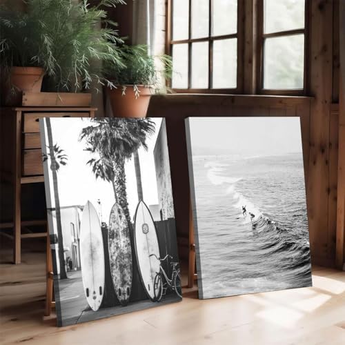 YIDINGX Black and White Coastal Surfing Landscape Posters and Prints Sea Wave - Image 4