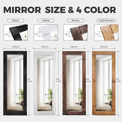 65x24in Full Length Mirror, Solid Wood Convex Frame - Image 2