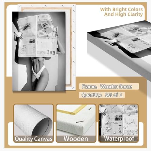 Sexy Glamorous Newspaper Reader Poster Feminist Hot Girls Canvas Wall Art Retro - Image 2