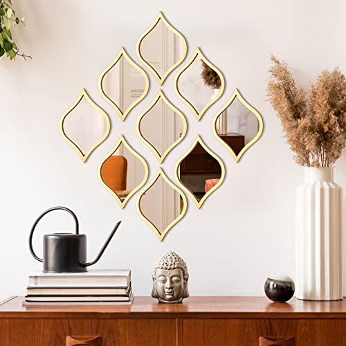 Tanlade 9 Pcs Teardrop Wall Mirror Gold Decorative Wall Mounted by Tanlade