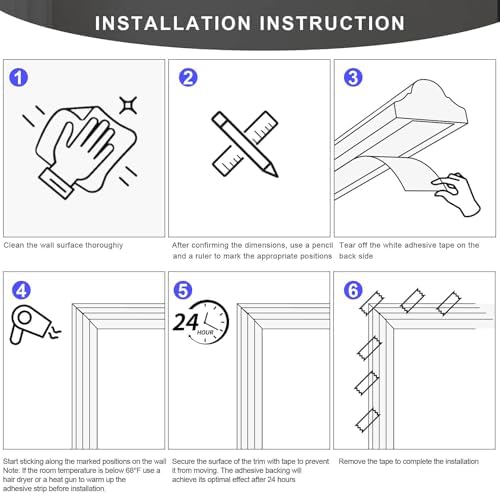 Peel and Stick Wall Molding Kit, 3-Set Double-Layer Frame Panels - Image 7