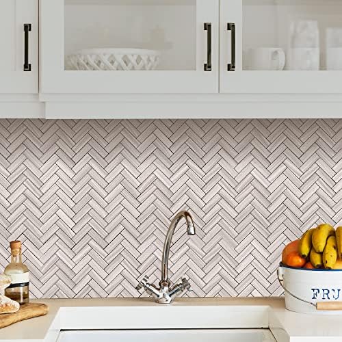 STICKGOO 10-Sheet Peel and Stick Backsplash, PVC Backsplash Tile, Herringbone - Image 5