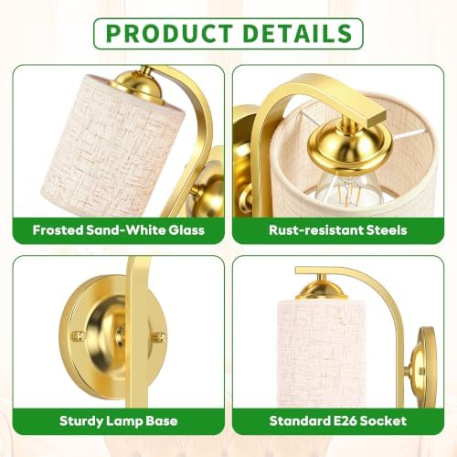 Phaosio Gold Wall Sconces Lights - Image 3