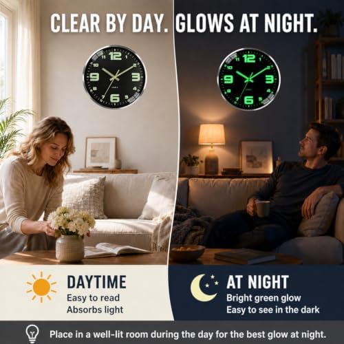 Wall clock 12-inch metal frame luminous silent time accurate - Image 4