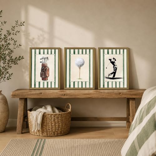 wanyun Vintage Golf Wall Art Set of 3 Canvas, Sports Framed Poster, Neutral - Image 5