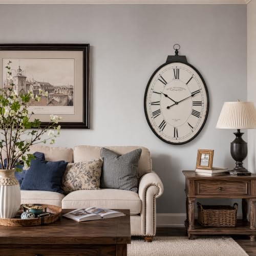 Large Vintage Wall Clock, 36 Inch Distressed Farmhouse - Image 6