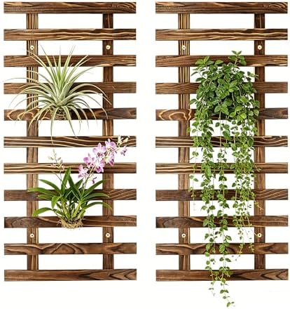 Pack of 2 Vertical Wooden Wall Planter Trellis by JOYFERNAL