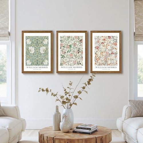 William Morris Classic Wall Art Green Pink And White Floral Picture 16x24in - Image 3