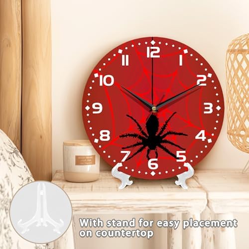 Spider On Spider Web Wall Clock Vintage Wooden Wall Clock Silent Non-Ticking - Image 5