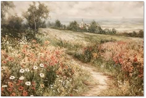 Haitunone Landscape Wildflower Wall Art Nature Botanical Floral Posters Retro by Haitunone