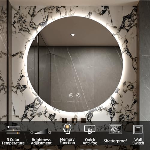 32" H x 32" W Frameless Round LED Backlit Mirror - Image 6