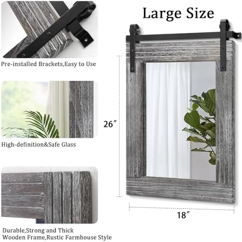 AAZZKANG Wall Mirror Large Rectangle Barn Door Mirrors - Image 2