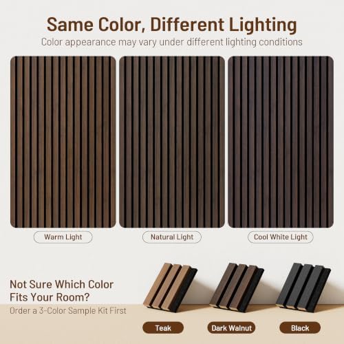 Amsleekey 4-Pack 47.2″x23.6″ Acoustic Wood Wall Panels, 8 Hooks, Dark Walnut - Image 5