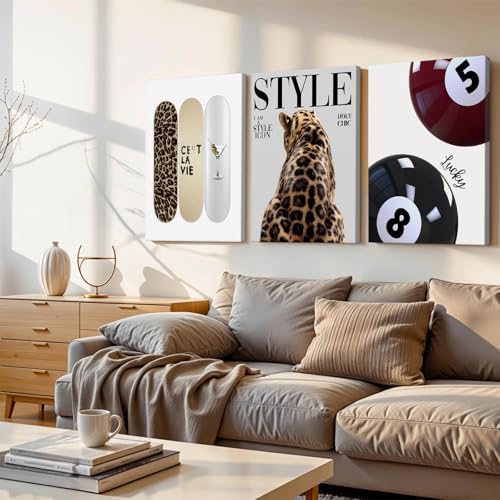 Trendy Cheetah Wall Decor Prints Preppy Leopard Wall Art Aesthetic Skateboard - Image 4