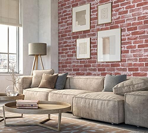 Timeet Red Brick Wallpaper 17.7"×393.7" Peel and Stick Wallpaper Faux Brick - Image 2
