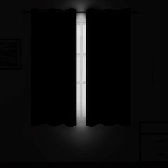 LEMOMO Black Blackout Curtains 34 x 54 Inch Length/Set of 2 Curtain - Image 3