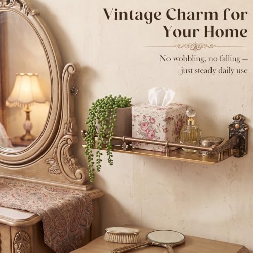 Otooling Vintage Bathroom Shelf, 16.5 Inch Antique Bronze Wall Mount Shelf - Image 4