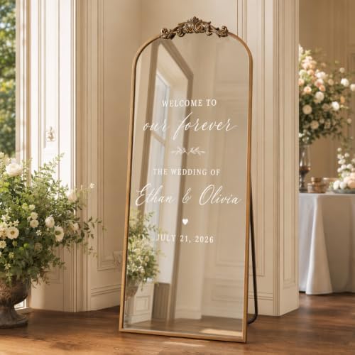 Easly 24"X65" Full Length Mirror Vintage, Bronze Arch Mirror - Image 2