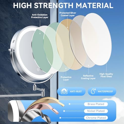 Auxmir 10″ 5000mAh 1X/30X Wall Mounted Lighted Magnifying Makeup Mirror - Image 6