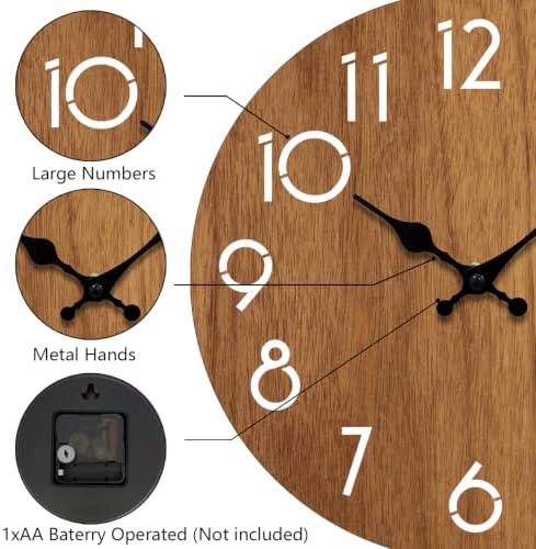 8 Inch Small Wall Clock, Silent Vintage Wood Grain Wall Clocks - Image 4