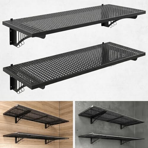 YOLENY 2Pack 1.64x4FT Heavy Duty Garage Wall Shelving, 500 lbs Load Capacity by YOLENY