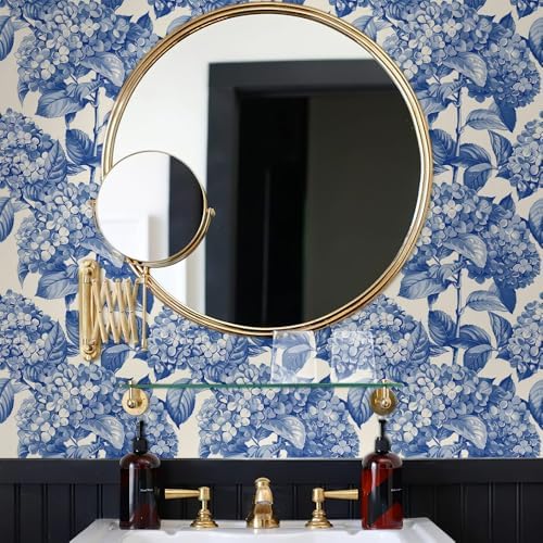 MuralPeel Vintage White Blue Cream Hydragea Floral Modern Peel and Stick - Image 4