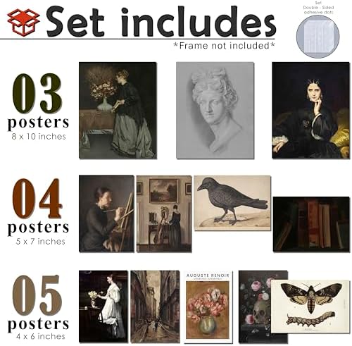 LANCHI95 12PCS Unframed Dark Academia Moody Gothic Art - Image 2