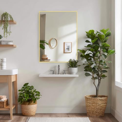 Sunniry Bathroom Mirrors for Over Sink, 16x20 inch Gold Vanity Mirror - Image 4