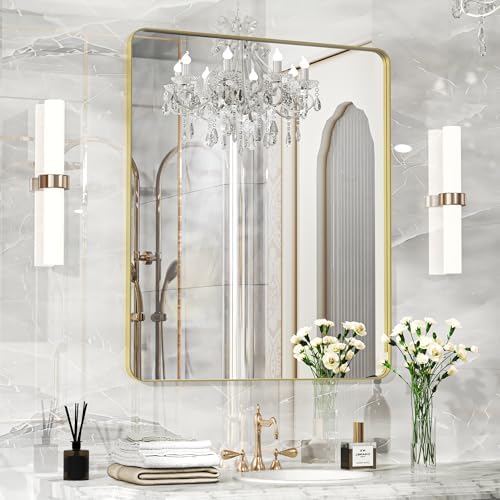 40×32 Gold Bathroom Mirror, Rectangular Bathroom Vanity Mirror by FunMemories