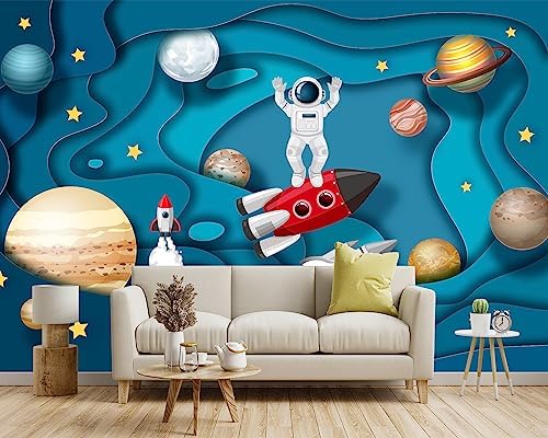 -Kindergarten Children Galactic Planet Fabric Wallpaper Living Room Bedroom - Image 2