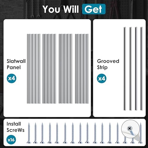 Brakki Slat Wall Paneling 4x4 Ft, Slatwall Garage Organizer Storage System - Image 4