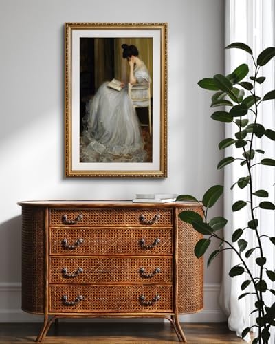 VIYYIEA Large Gold Framed Woman Reading Living Room Wall Art, 24x36 Inch - Image 6