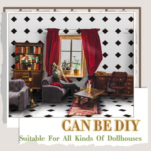 Flutesan 12 Pcs Miniature Dollhouse Wallpaper, Diamond Shape - Image 4