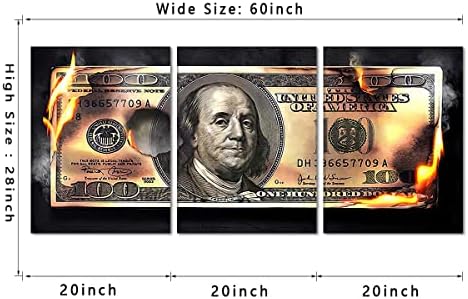Money Posters Wall Art 3 Panels 100 Dollar Bill - Image 5