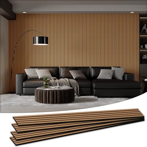 4 Pack 105.9" x 12.6" x 0.8" Acoustic Wall Panels Sound Absorbing, Wood Slat by LDB_BUILDING