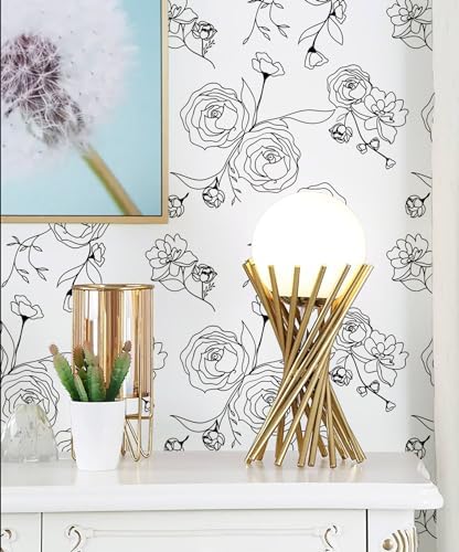 Safiyya 196"x17.3" Peel and Stick Wallpaper Black and White Contact Paper - Image 2