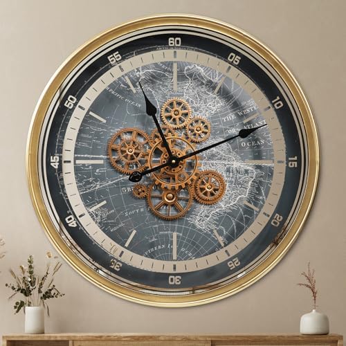 October Elf Large Real Moving Gears Wall Clock 24 Inch by Buy+now