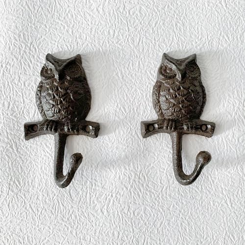 Rustic Owl-Shaped Decorative Wall Hook Rack Hangers - Image 3