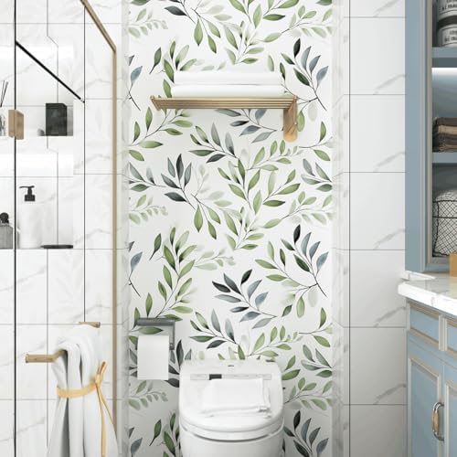 Danodoi Sage Green Vintage Leaf Peel and Stick Wallpaper 17.5" x 787" - Image 3