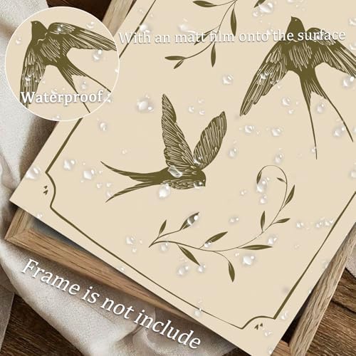 uniro Vintage Swallow Wall Art Cute Bird Canvas Prints Bedroom Bathroom Shelf - Image 4