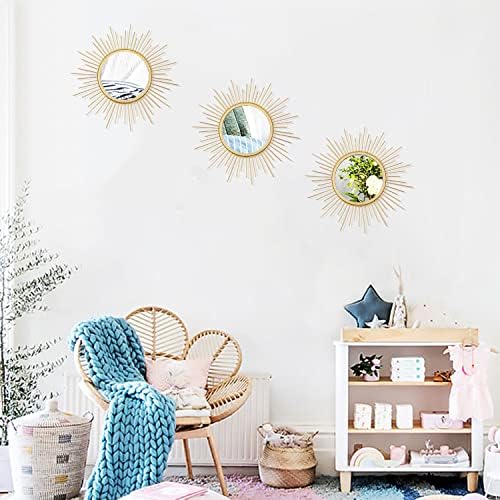 3 Pack Metal Mirrors for Wall Gold Sunburst Wall Mirror Home Decor Wall Art - Image 4