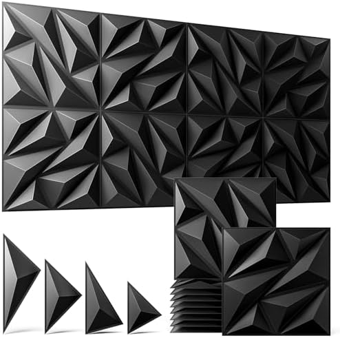 3D Wall Panels Black 48 Pack by ZELMINE
