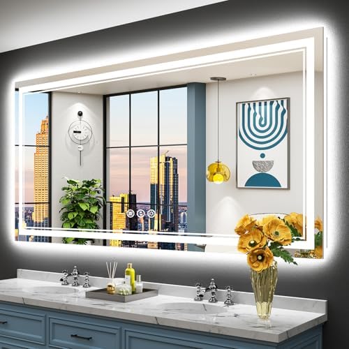 72x36 LED Bathroom Mirror, Backlit & Front Lit Lighted Mirror by Awandee